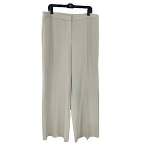 St. John High Rise Wide Leg Flare Dress Pant Cream Womens Plus Size 14 FLAWED